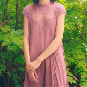 embroidered mesh top dusty pink / mauve dress